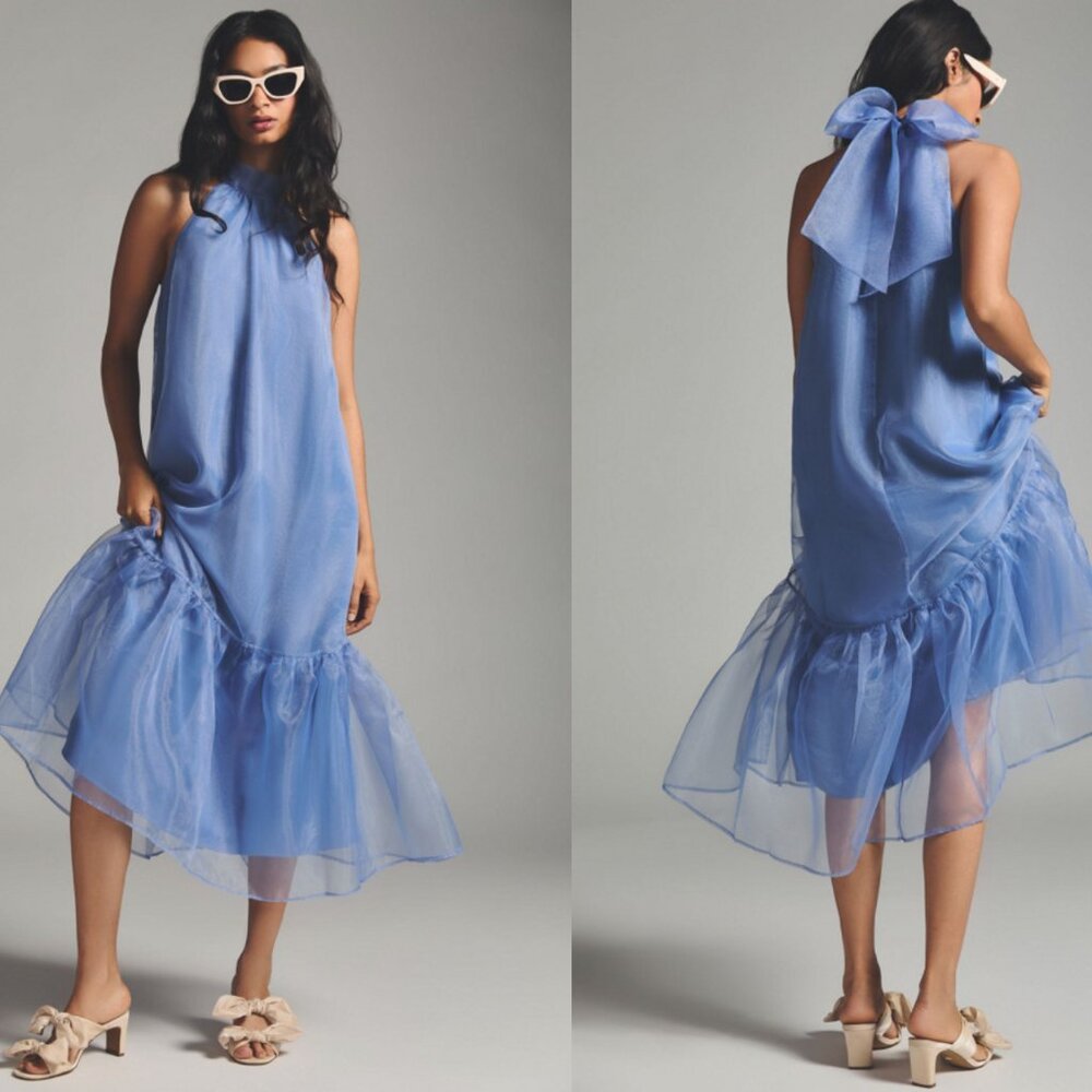 Anthropologie Maeve Tulle Halter Dress